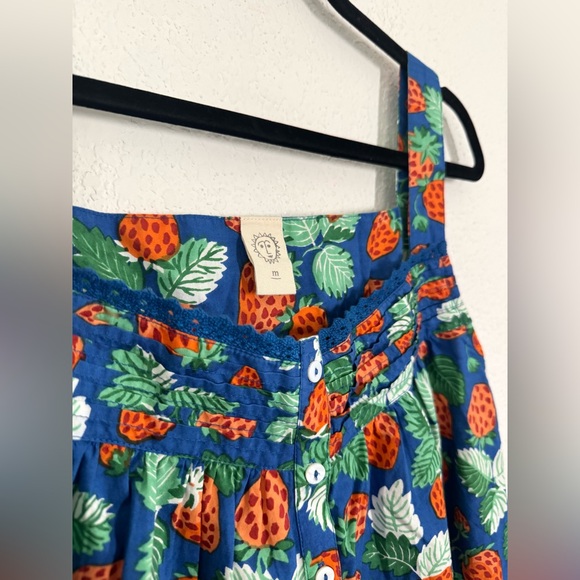 Printfresh Back to Bed Sleeveless Nightgown Strawberry Fields Blue Cotton Medium - Picture 6 of 9